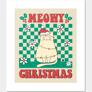 Meowy Christmas Cat Posters and Art